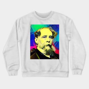 Charles Dickens Colourful Portrait | charlles dickens artwork 6 Crewneck Sweatshirt